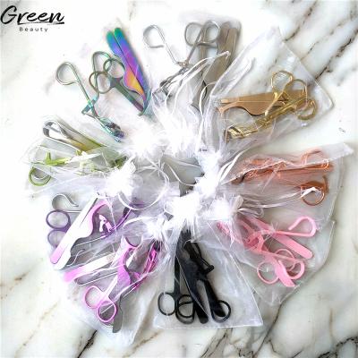 China Beauty Care Make Tools Wholesale Stainless Steel False Eyelashes Curler Tweezers Rose Lashes Applicator Scissors Gold for sale