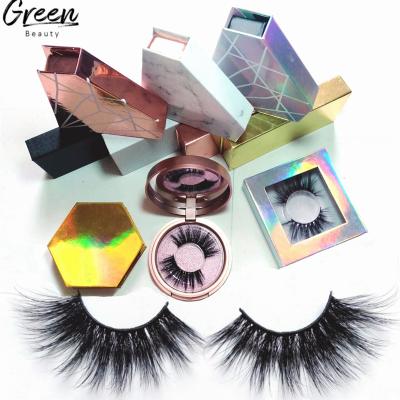 China Natural Long Full 3D Strip Eyelash With Customized Packaging And Logo 3D Printing Faux Mink Half Eyelash Triangle Box With Mirror for sale