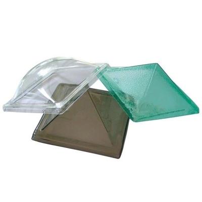 China Contemporary plastic processing void forming round square of transparent or colored complanate pyramid and dome granule skylight for sale