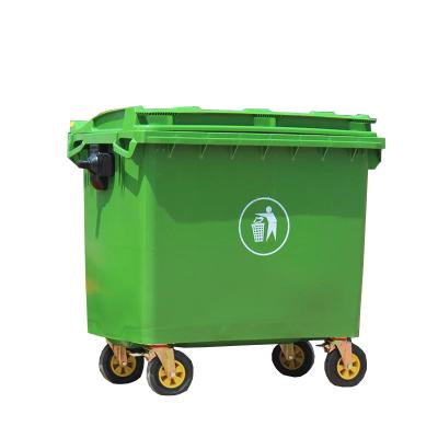 China Sustainable New Design 4 Wheels Pedal Plastic Outdoor 660L Bin for sale