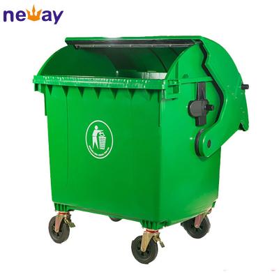 China New Design 4 Wheels 1200L Durable Good Quality Outdoor Trash Can Garbage Bin Container for sale