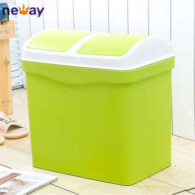 China Hot Selling Sustainable Beautiful Durable Household Two Compartment Plastic Trash Bin for sale