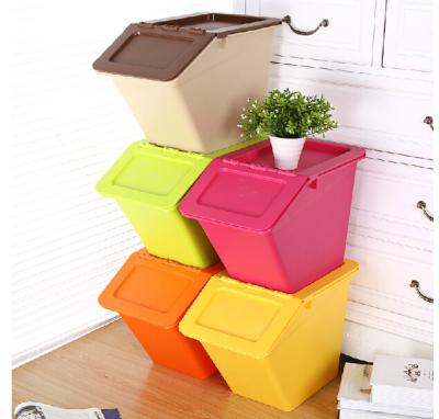 China Sustainable New Design Colorful Plastic Storage Box With Swing Lid for sale