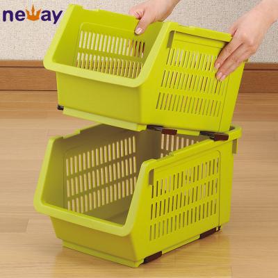 China Large Capacity Viable Stackable Salon Sundries Storage Plastic Basket for sale