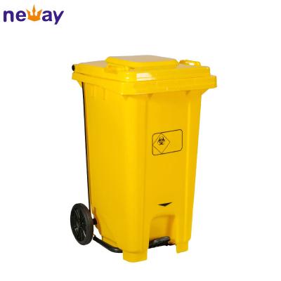 China 240L Sustainable Yellow Plastic Medical Waste Bin With Wheel for sale