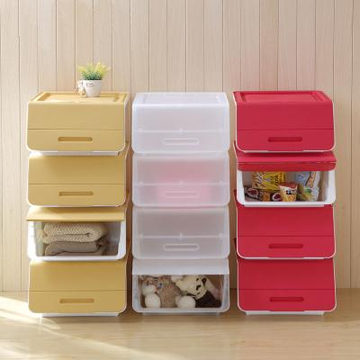 China Viable High Quality Side Open Stackable Plastic Storage Box for sale