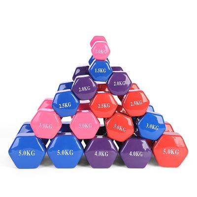 China Universal Wholesale Fitness Training Equipment Gym Portable Colorful Rubber Hex Dumbbell for sale