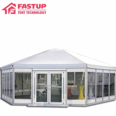 China Restaurant Factory Price Single Color White Multi-sidewall Pagoda Gazebo Gazebo Canopy Single High Tent With Stained Glass And ABS Hard Wall for sale