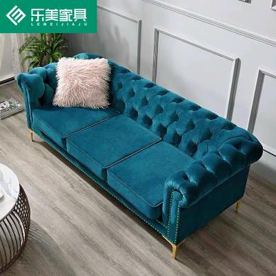 China Sectional (Size) Adjustable Modern Velvet Fabric Tufted Corner Sectionals Chesterfield Couch Living Room Sofas for sale