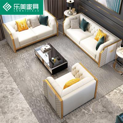 China Extendable Luxury Leather Corner Sofa L Shape Sectional Sofa Couch And Ottoman Loveseat 3 seater for sale