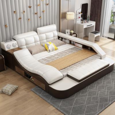 China Storage Most Popular Storage Leather Bed Multi-functions Massage To Bed Functional Wood Bedrooms Massage Modern Sofa Bed for sale