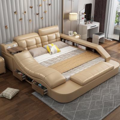 China Bed Frame (Others) Queen Size Leather Bedroom Furniture Adjustable Luxury Massage Sets Multifunctional Beds With Audio for sale