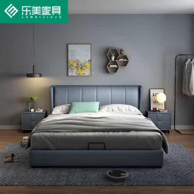 China Hot Adjustable Leather Luxury Bedroom Furniture Headboard Factory Sale Wooden Beds (Others) Queen Size for sale