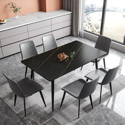 China Style Foldable Modern Marble Stone Dining Table Set Simple Design Dining Table and Chair Set for sale