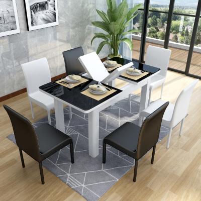 China Modern Design Foldable Dining Room Furniture 4/6 Chairs Foldable Marble Dining Table Set for sale