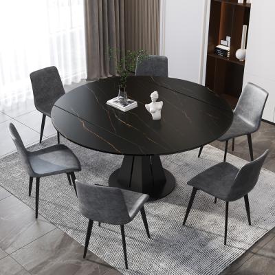 China 2021 Series Foldable Extendable Dining Table White/Hot Selling Gray/Stone Black Marble Table With 4/6 Chairs for sale