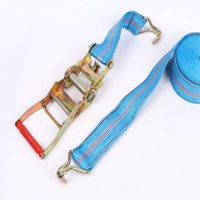 China Polyester Truck Cargo Lashing Strap Double J-Hook Lashing Safety Cargo Ratchet Lashing Belt Link Down Strap 50mm for sale