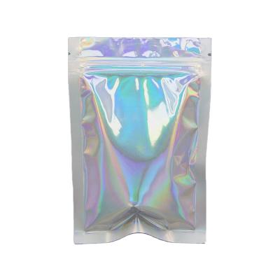 China Custom printed hologram ziplock bag hologram bag/hologram ziplock bag with teardrop notch mylar bag for sale