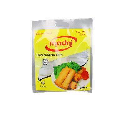 China 20s Frozen Food Spring Rolls / Samosas Tote Bag With Hanging Handle And Clear Window Frozen Bag for sale