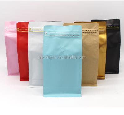 China Wholesale 500g /250g Paper Disposable Coffee Bean Bag Square Bottom Flat Bottom Coffee Bag Packaging With Valve for sale