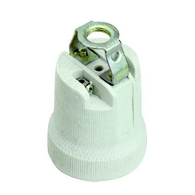 China Screw threaded light e27 l bracket socket,ceramic porcelain lamp holder socket edison lamp holder light for sale