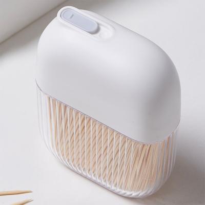 China 2022 Viable Hot Selling Large Capacity Transparent Toothpick Dispenser Cover Slide Creative Toothpick Box Holds About 300 Toothpicks for sale