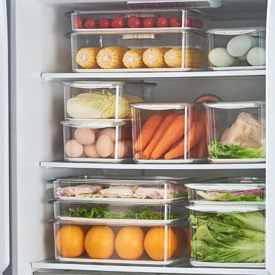 China Wholesale Viable Plastic Kitchen Stackable Container Storage Boxes Bins Fridge Drawer Fridge Organizer Fridge Plastic Food Storage Container for sale