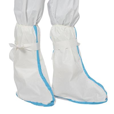 China Adult Disposable White Microporous Boots Cover PVC Sole Disposable Medical Overboots Non Slip Boots Shoe Cover for sale