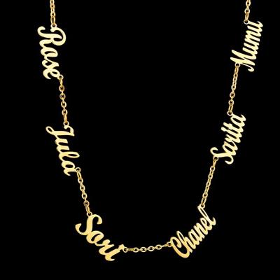 China TRENDY Custom Multiple Personalized Gift Stainless Steel Name Chain Necklace Jewelry For Women for sale