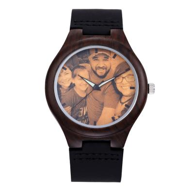 China Waterproof Custom DIY Engraved Logo Memory Photo Dial Bamboo Wooden Wrist Watch for sale