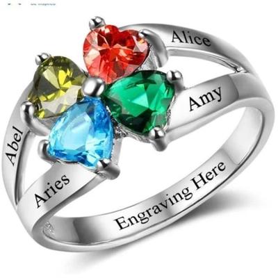 China BrithStone Romantic Jewelry 925 Sterling Silver Personalized Family Name Ring for sale