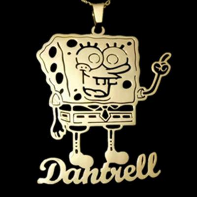 China Cute Custom Name Chain Stainless Steel Cartoon Character SpongeBob Necklace for sale