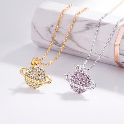 China TRENDY s925 Sterling Silver Iced Out Starry Sky Universe Milky Way Galaxy Charm Necklace For Ladies for sale