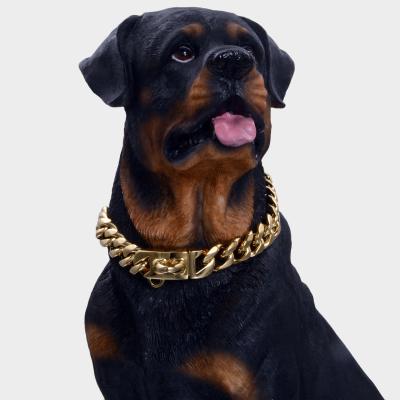 China Punk 19mm Thick Titanium Stainless Steel 316L Dog Chain Collar for sale