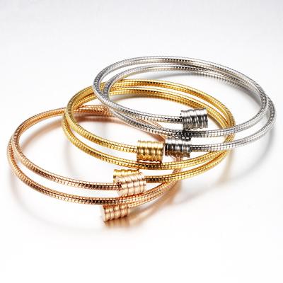 China Creative High Quality Adjustable Stainless Steel Cable Wire Bracelet Double-Layer Cable Bracelet Women Gifts for sale