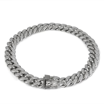 China Luxurious Thick Stainless Steel Hip Hop 20mm Iced Out Miami Cuban Chain Bracelet Men Full CZ Diamonds for sale