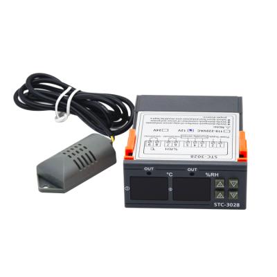 China PC+ABS Fireproof Dual Temperature Adjustable Temperature and Humidity Dual Display 12V Temperature Regulator Digital Switch Controller STC-3028 for sale