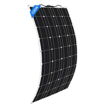 China Lightweight Slim Design Flexible Solar Panel 100 Watt Roll Up Ultra Thin Film Solar Panels Solar Cell High Efficiency 100w 166mmx166mm Solar Panel for sale