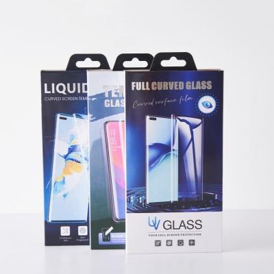 China Gepersonaliseerd logo Hoogwaardige volle gebogen mobiele telefoon Tempered glass screen protector box packaging Te koop