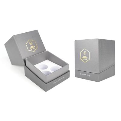 China Luxe grijze kartonnen dozen Custom EVA Gold Stamping Cosmetic Paper Packaging Te koop