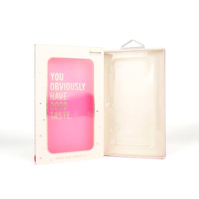 China OEM custom pink phone case box drawer packaging box mobile phone case packaging paper boxes with hanger for sale