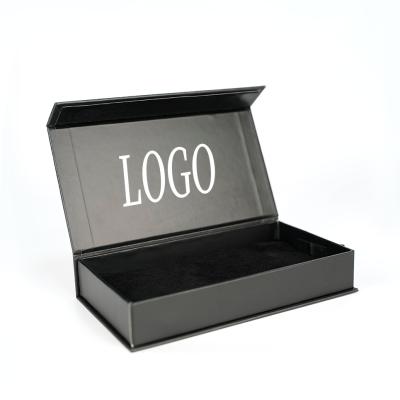 China Custom Magnet Black Cardboard Paper Boxes Phone Case Packaging Box With Logo for sale