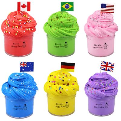 China Safe Non-Toxic Air Dry Polymer Modeling Butter Clay DIY Play Dough Play Dough Kit Kids Country National Flag Fluffy Mud for sale