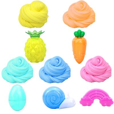 China Safe Non-Toxic Air Dry Polymer Modeling Butter Clay DIY Play Dough Kit Pineapple Carrot Kids Fluffy Mud for sale