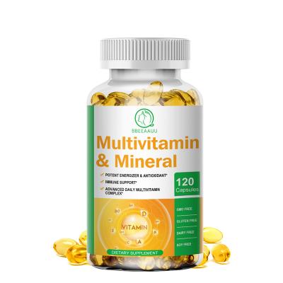 China Cosmetics Private Label OEM 120pc Vitamin A, C, B2, B3, B5, B6, B12 Calcium Iron Zinc Vegan Multivitamin with Vitamins Minerals Capsule for sale