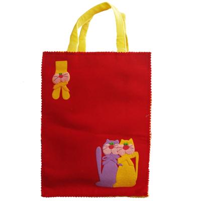 China High Quality Red Cat Double Party Suppies China Supplier Embroidery Felt Easter Gift Bag for sale