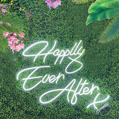 China Easy Installation Koncept Newcomer Party Wedding Decoration Led Light Custom Silicone Neon Sign Happily Forever for sale