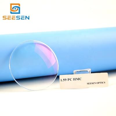 China Green Clear 1.59 Lenses (Popular) Single Vision Polycarbonate Optical Glasses Impact Resistant HMC Single Vision for sale