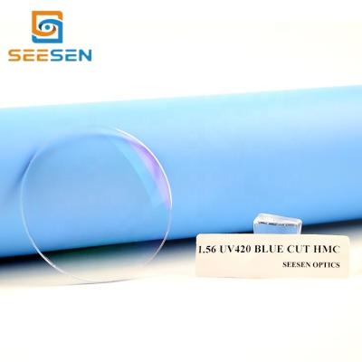 China 1.56 Single Vision Lens Blue Block Blue Cut Single Vision HMC EMI Coating Optical Lens for sale