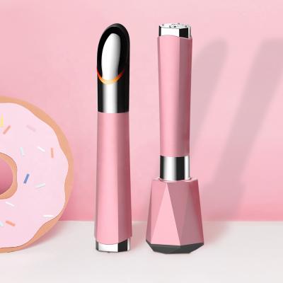 China 2020 Portable Pink Anti-puffiness Eye Massager Electric Sonic Vibration Massager Pen With Led Light for sale